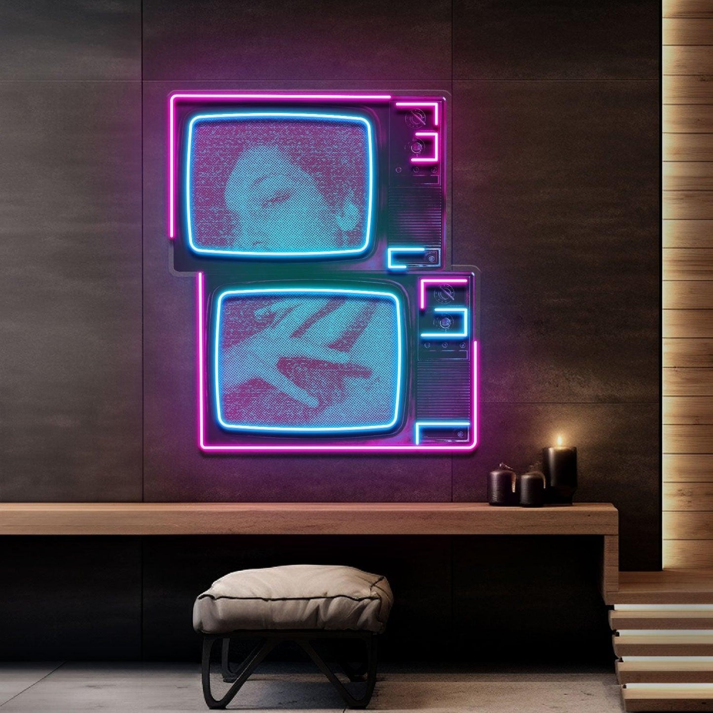 Retro Television Star Collapse Art LED Neon Sign Light Pop Art