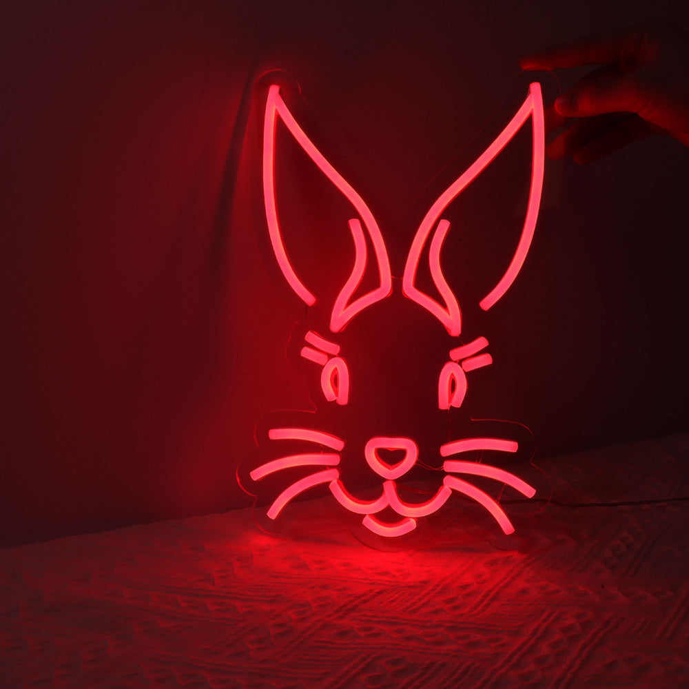 Rabbit neon signboard with red led lighting, flexible led neon