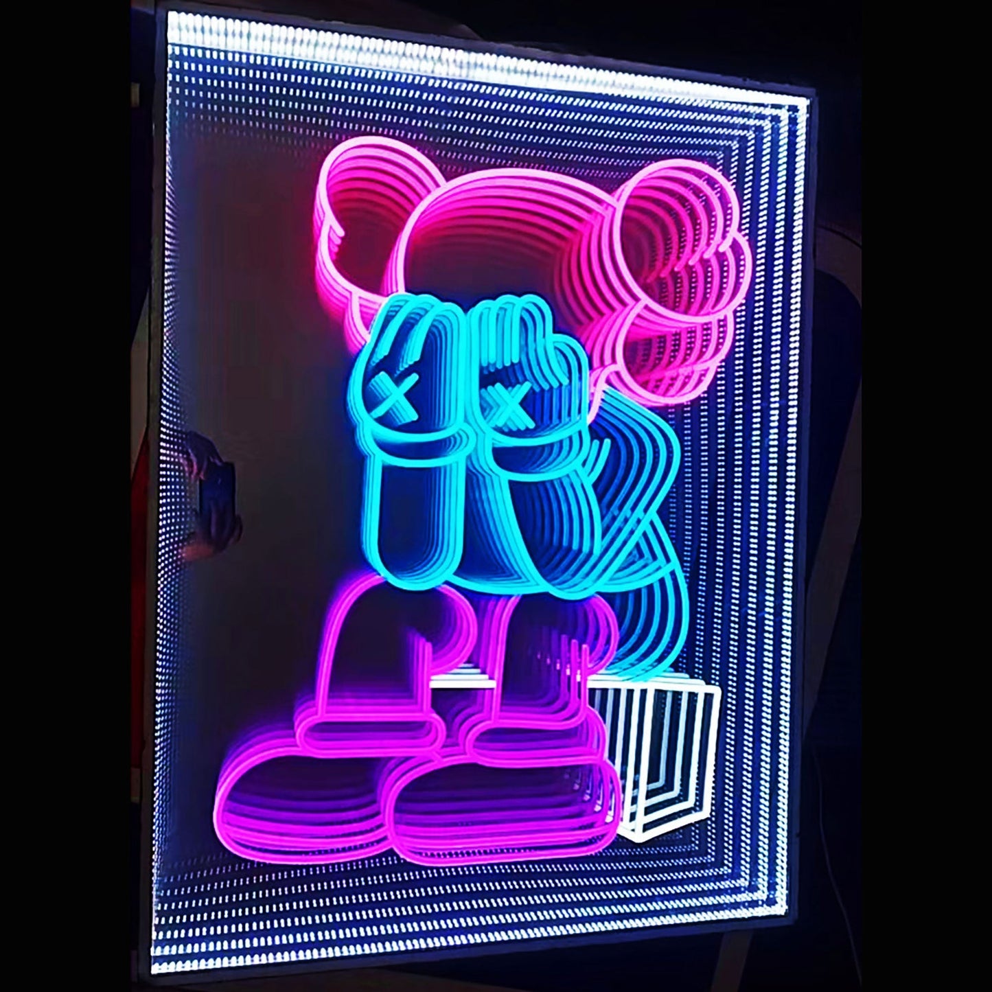 Custom design 3d Led infinite mirror sign living room wall abyss mirror neon infinity mirror indoor home decoration