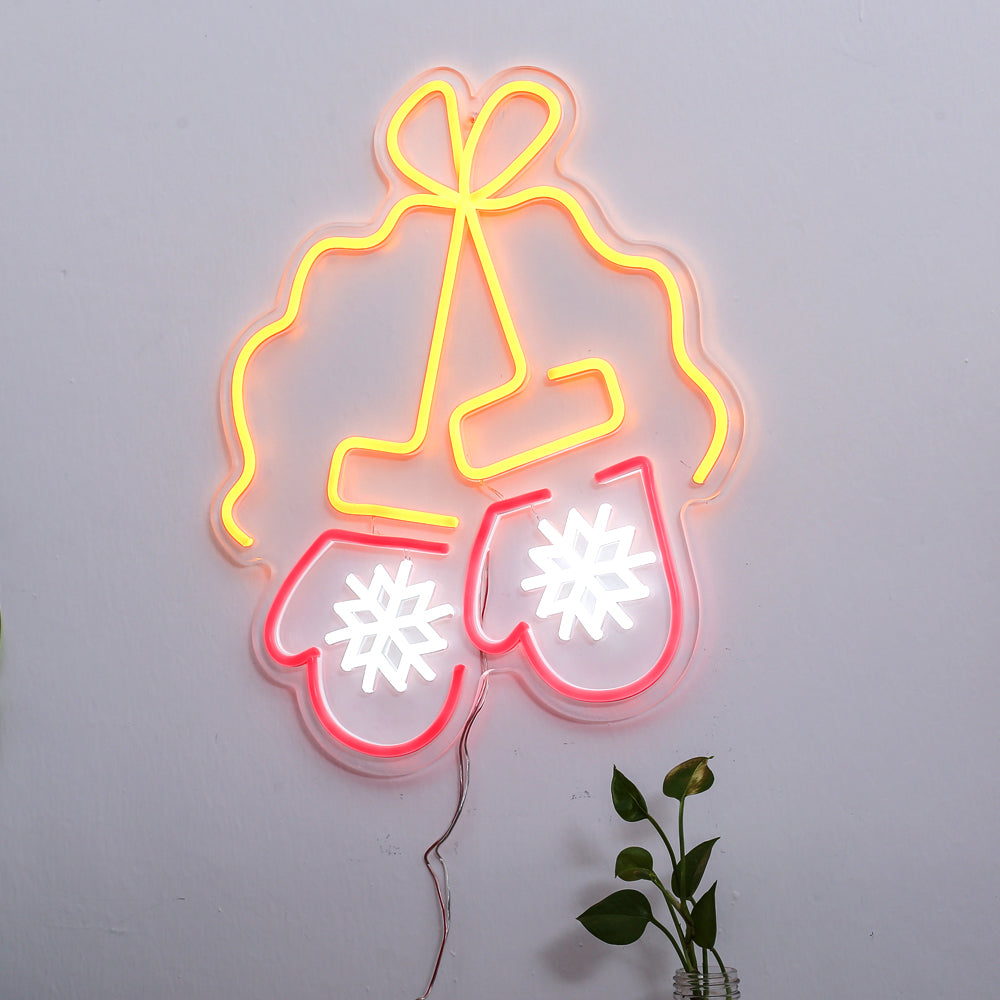 gloves neon sign gift for X'mas, led neon sign board,flex neon sign for kids room