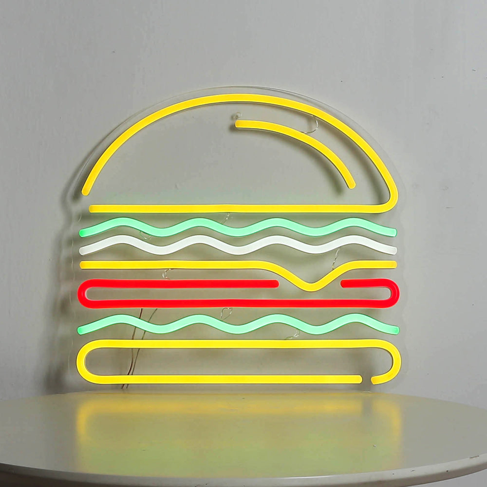 Neon Hamburger lighting,wall mounting neon sign for burger shop