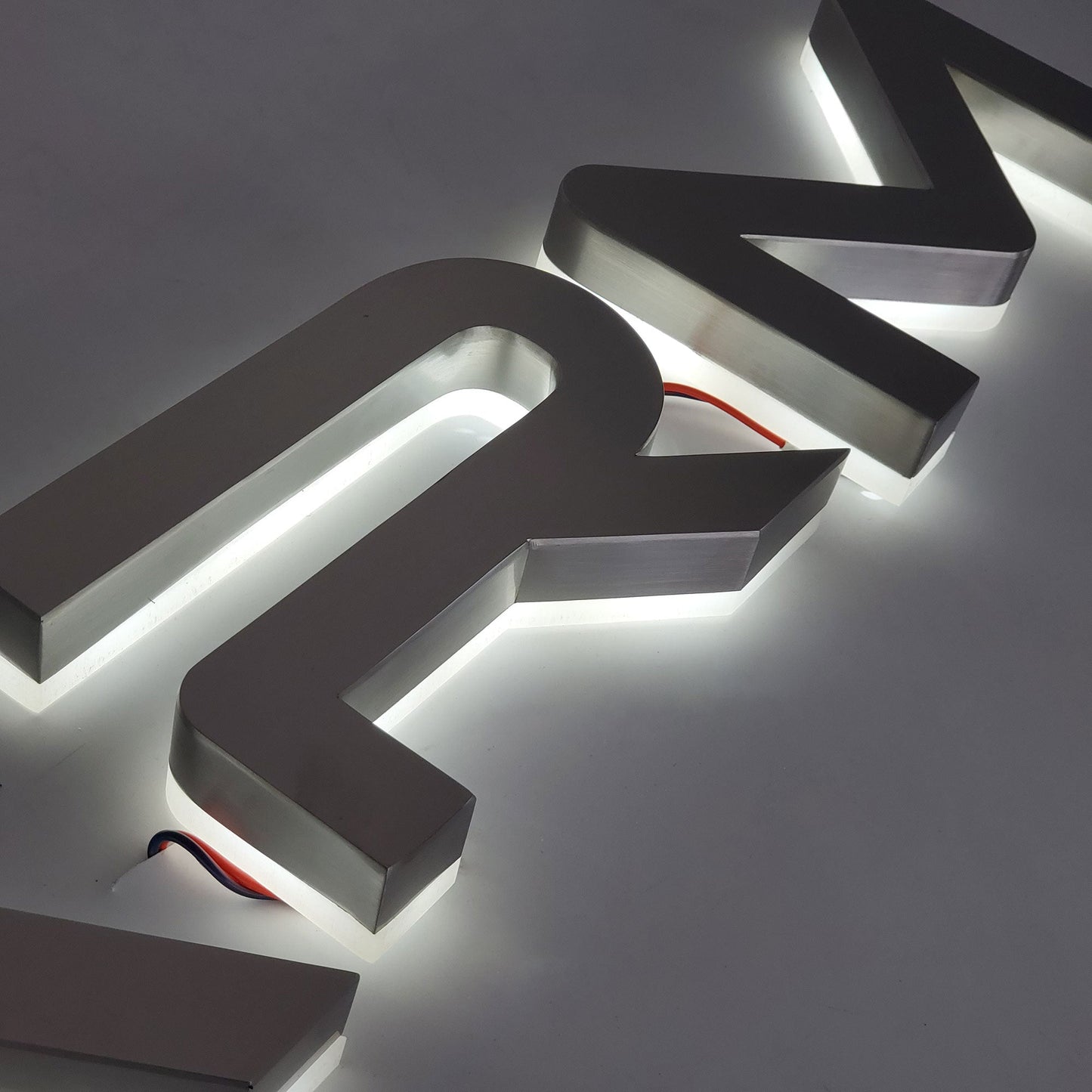 Custom Led CNC Cutting Stainless Steel Silver Color Backlit Letter Sign 3D Reverse Lit Decorative Metal Alphabet