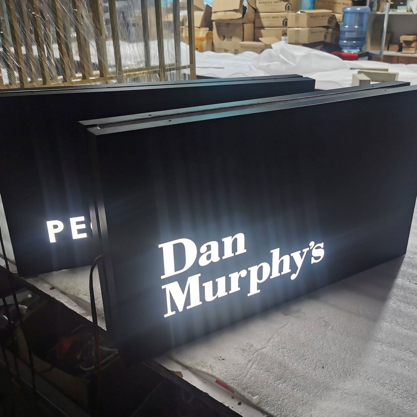 Outdoor store front double sided illuminated rectangle stainless steel led light box wall blade sign