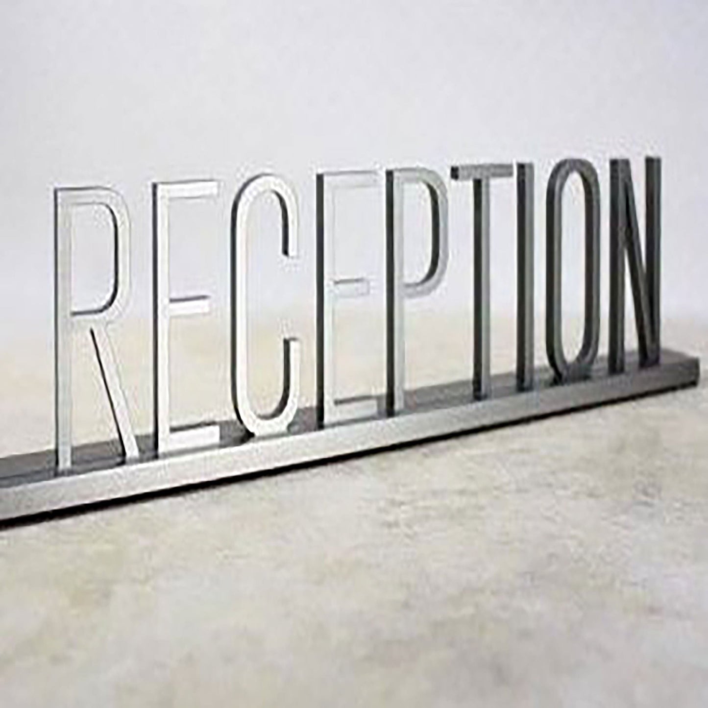 Custom Stainless Steel Hotel Signage Free Standing 3D Cut Letters Front Desk Reception Sign