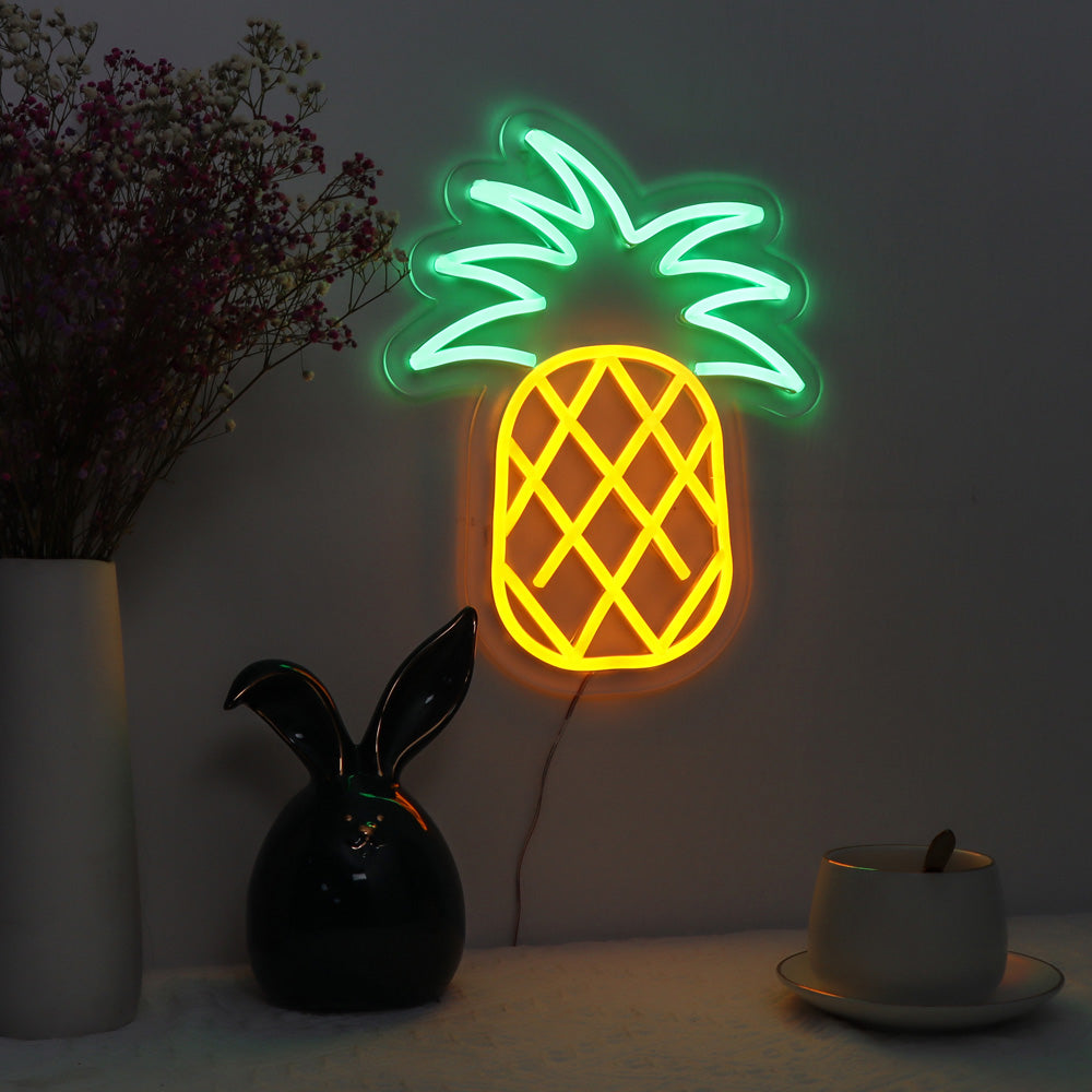 fresh pineapple neon sign, wall mounted pineapple led neon sign