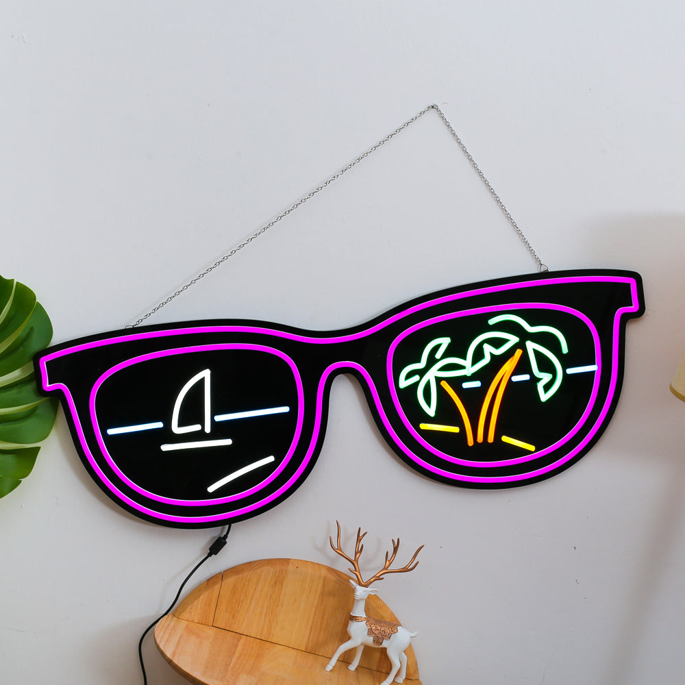 purple glass neon sign with black backboard,led flexible neon sign hanging on the wall
