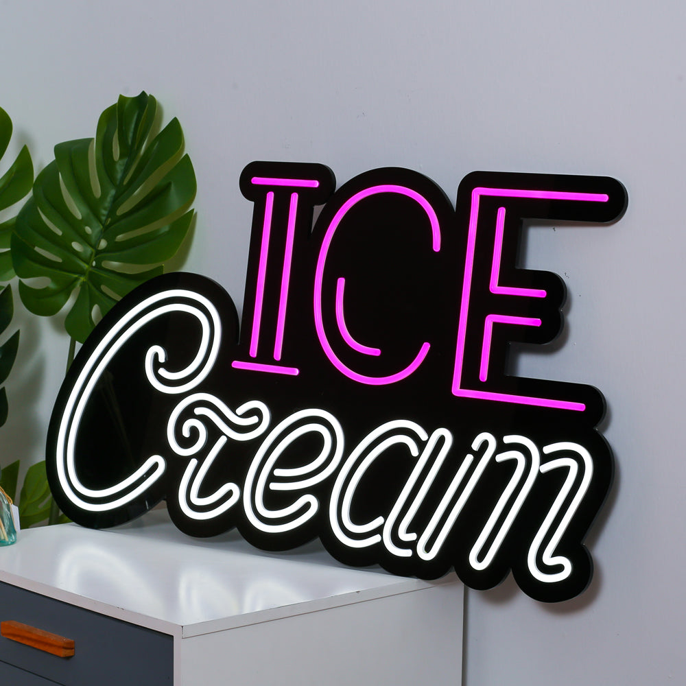 "ICE Cream"neon sign with led lighting color, custom neon name board