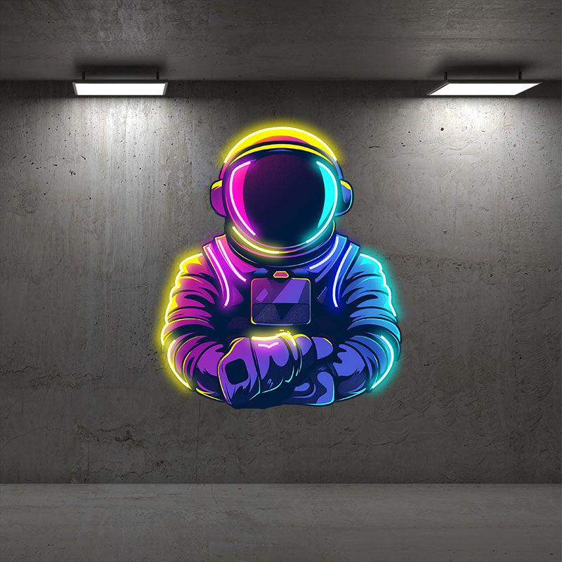 Astronaut's Warm Moment: Interstellar Dreams in the Arms of Both Hands neon signs