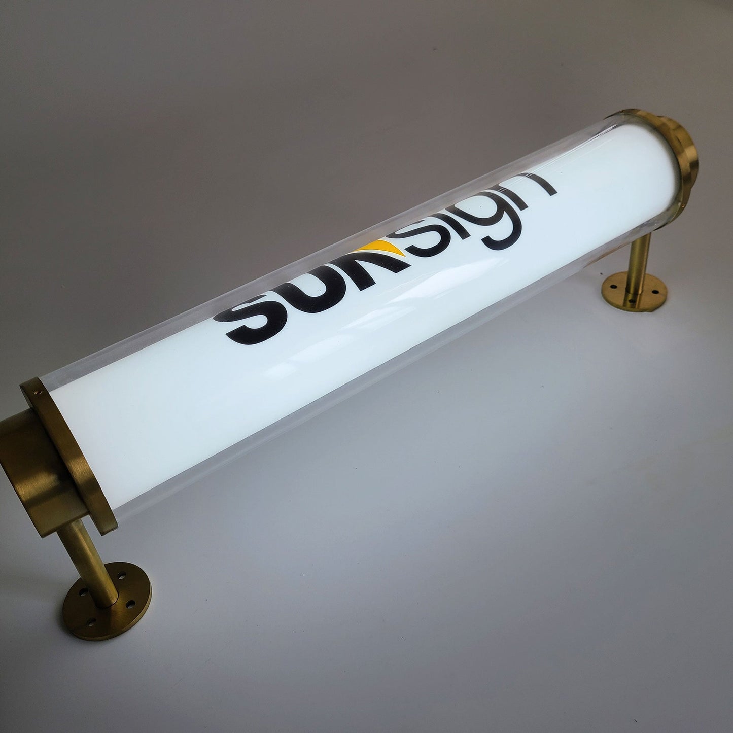 Waterproof Exterior Round Tube Acrylic Lightbox Led Full-Lit Restaurant Shop Front Sign with Logo Printed