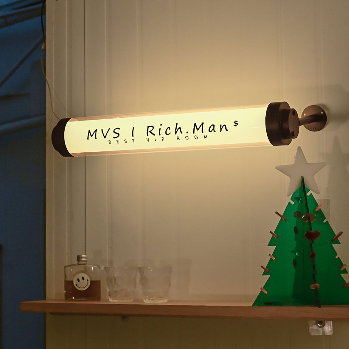 Indoor custom store logo sign round led tube light box sign illuminated coffee shop led sign