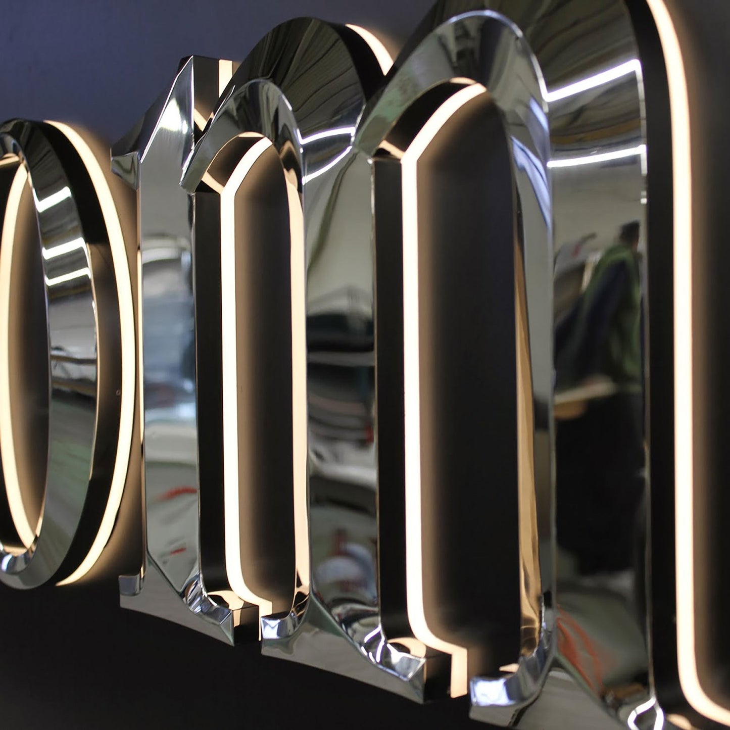 Custom polished finish 3D acrylic stainless steel channel letters waterproof led backlit letter sign with beveled face