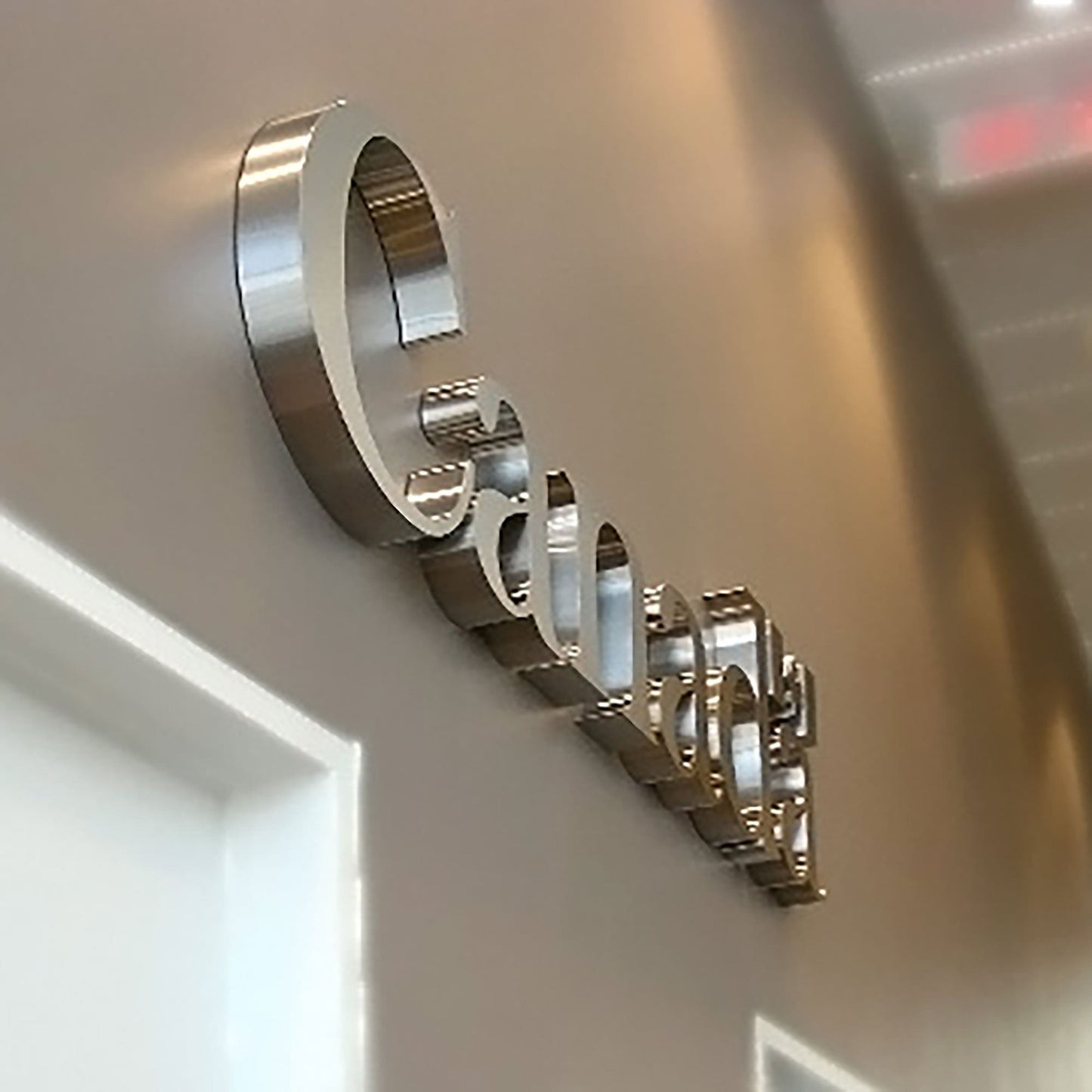 Metal 3D logo Brushed Surface Silver Non Illuminated Channel Letters Indoor Lobby Signage