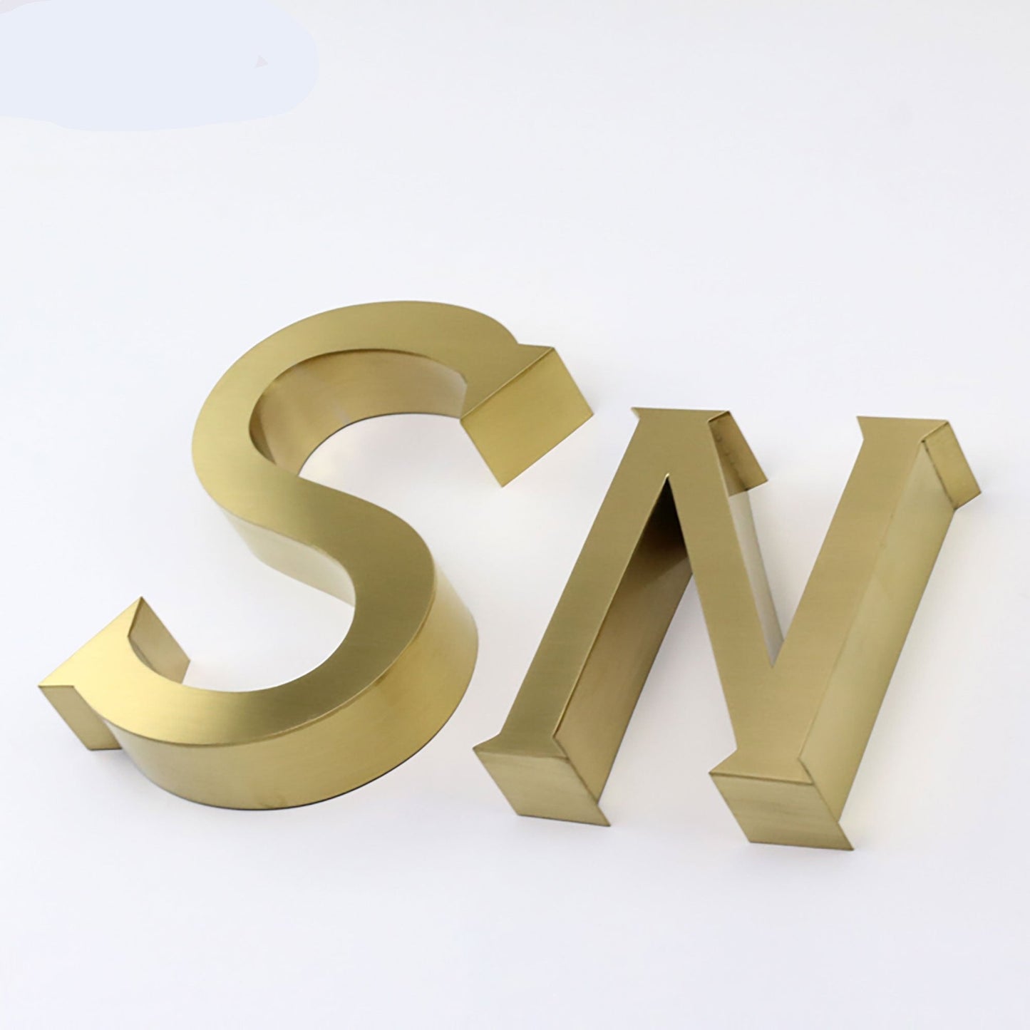 3D Metal Logo Gold Coated Stainless Steel Channel Letters For Indoor Office Company Wall Signs