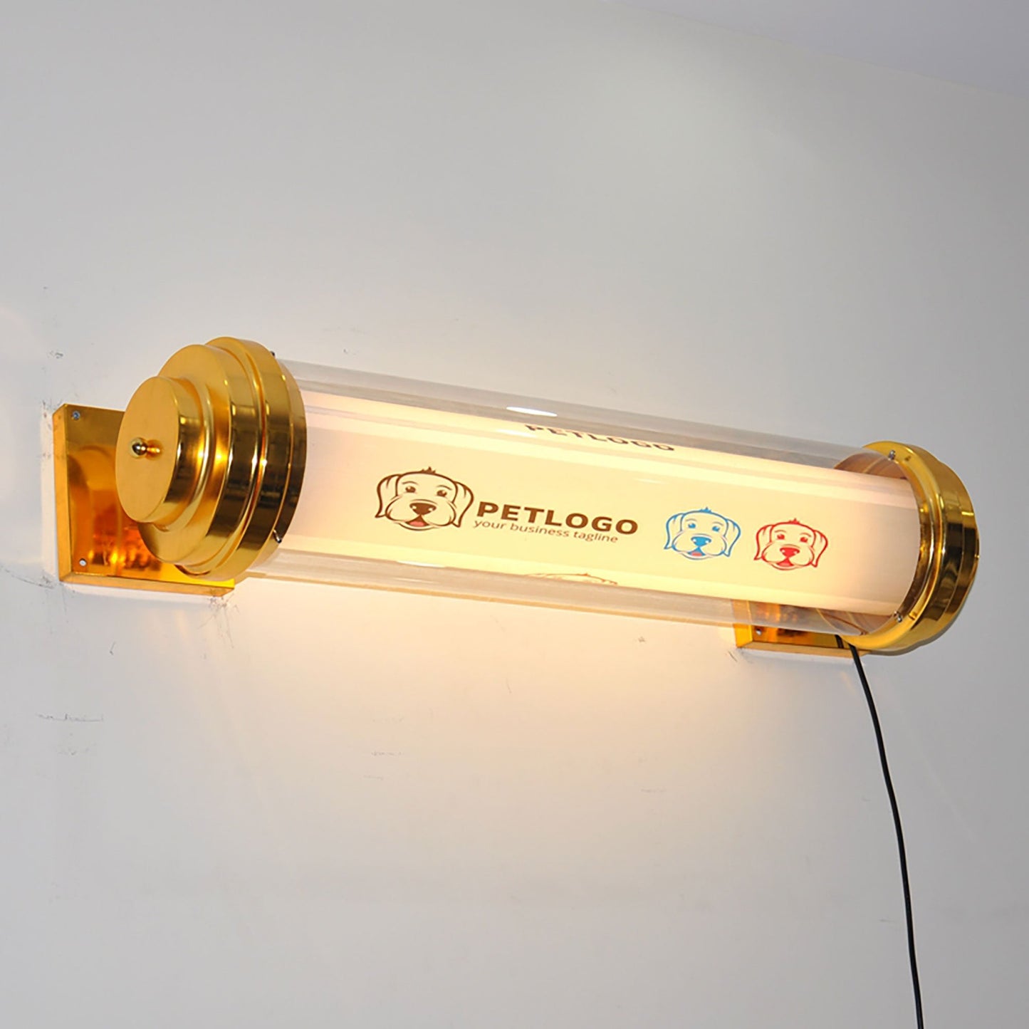 Indoor custom store logo sign round led tube light box sign illuminated coffee shop led sign
