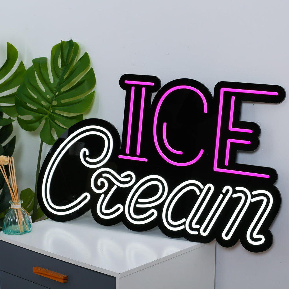 "ICE Cream"neon sign with led lighting color, custom neon name board