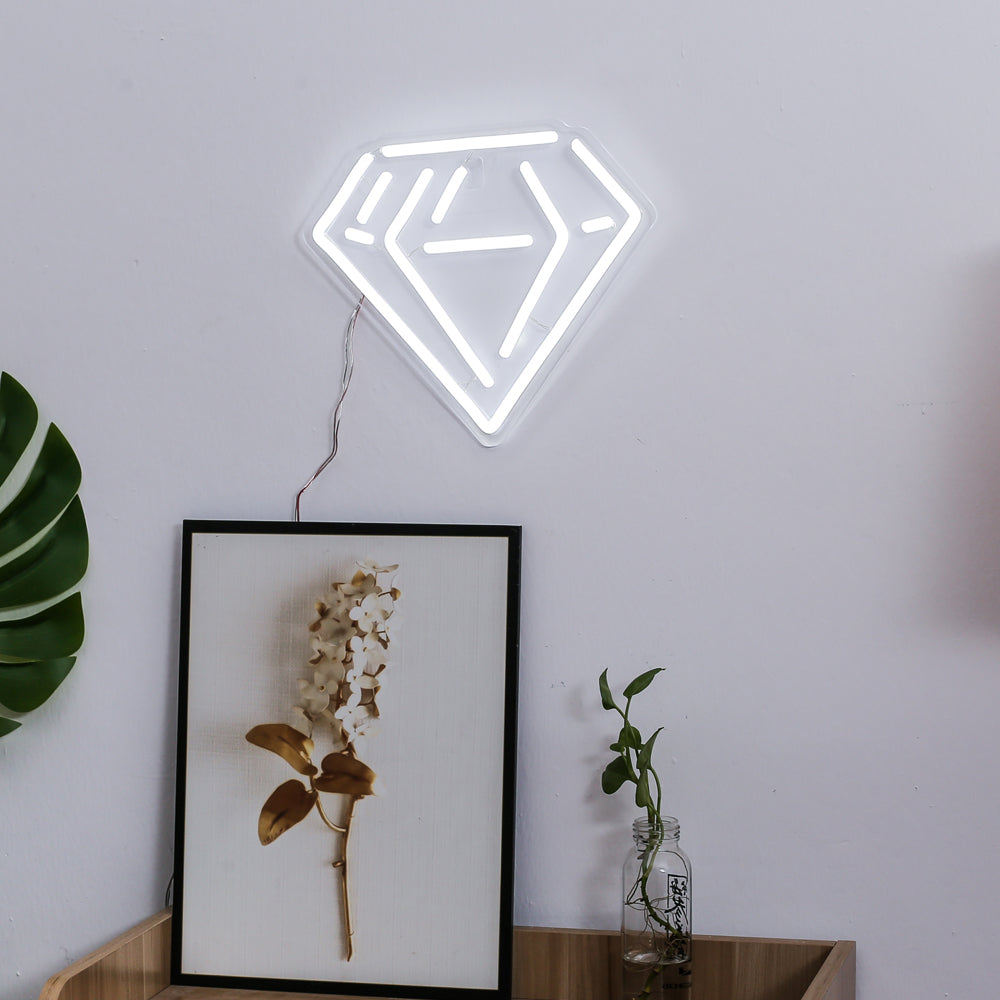 White lighting diamond neon sign, led neon flexible sign board,energy-efficient neon sign