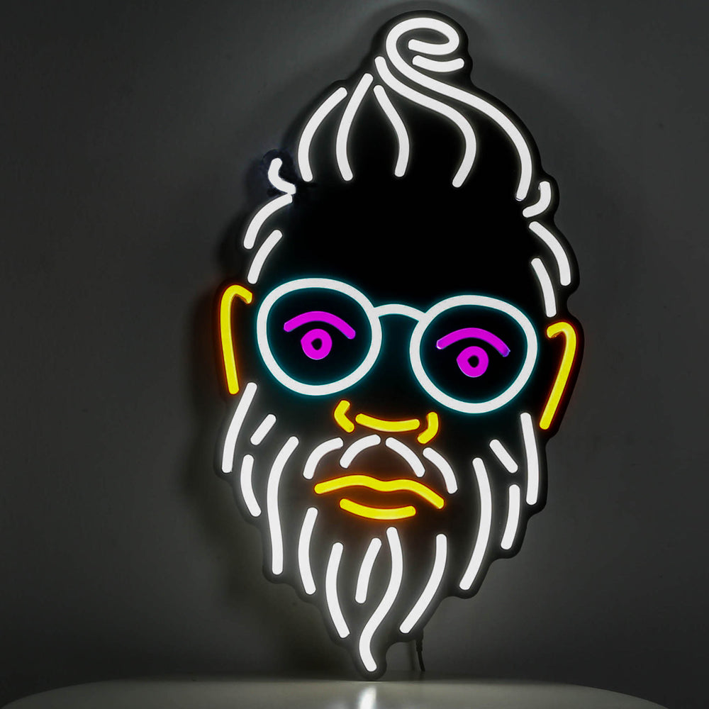 Old man neon sign with black backboard, led flexible neon sign, wall mounted neon sign