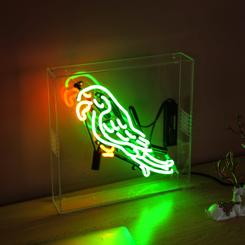 parrot bird neon sign,home decoration neon sign,glass neon tube sign in box