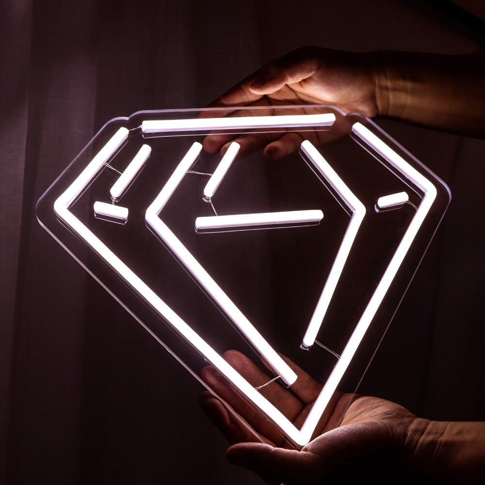 Diamand led neon sign with acrylic backboard, led neon sign for shop decoration