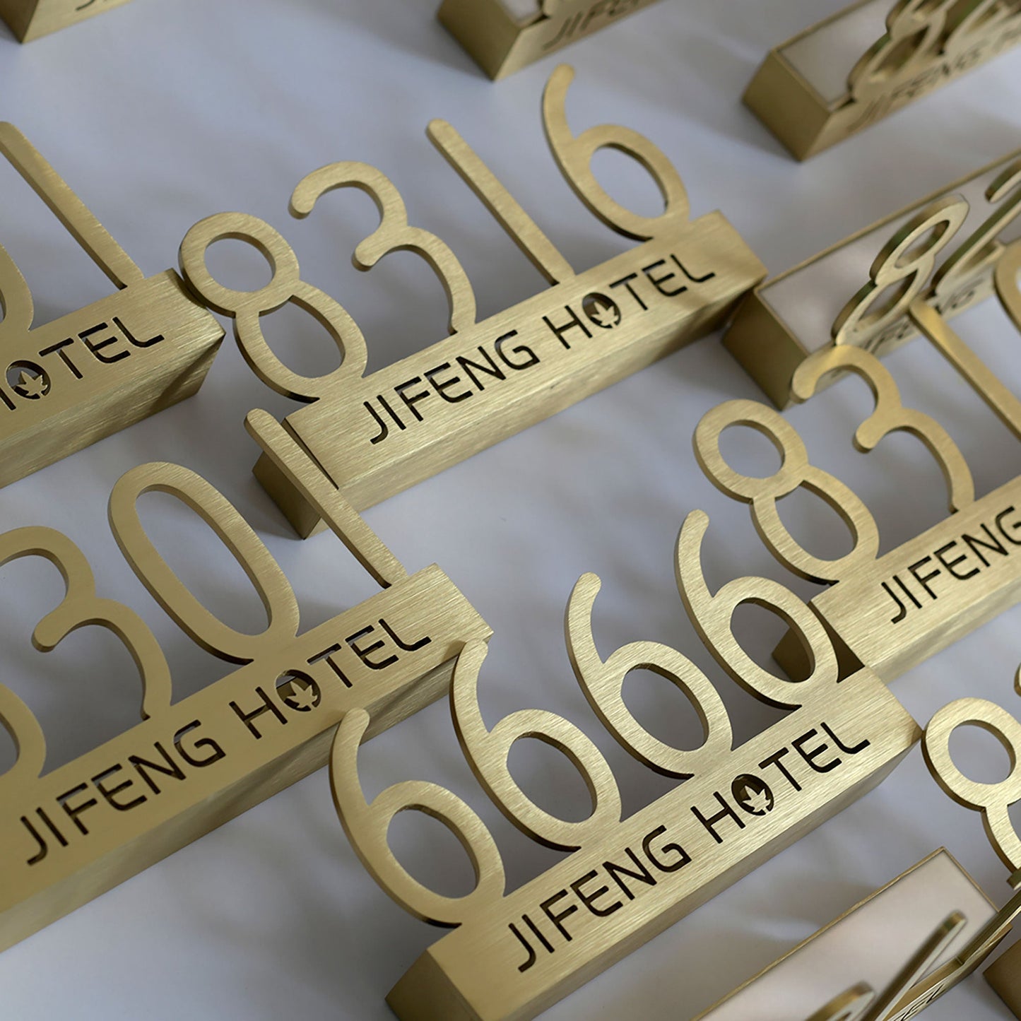 Free standing solid gold metal letters stainless steel company reception sign house numbers