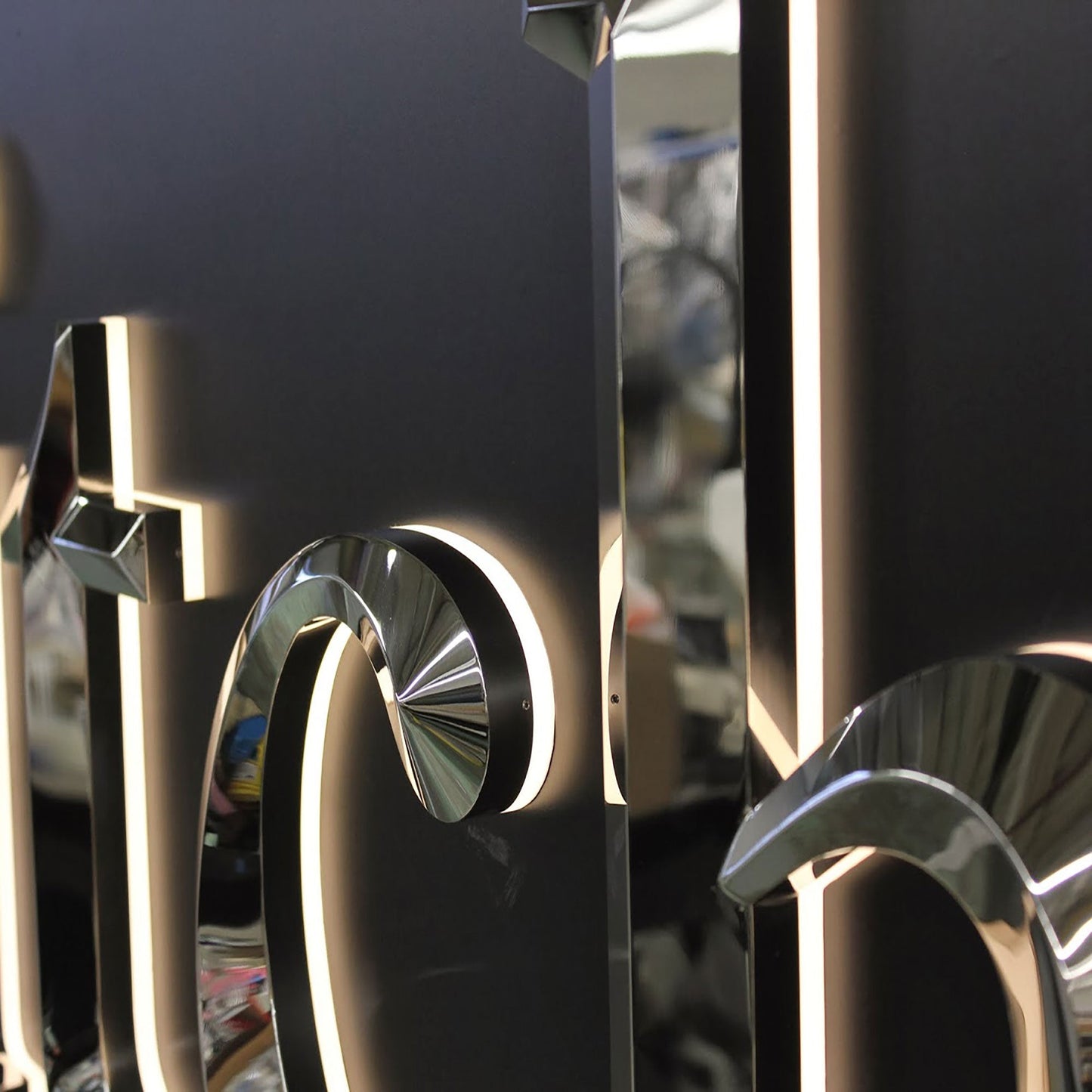 Custom polished finish 3D acrylic stainless steel channel letters waterproof led backlit letter sign with beveled face