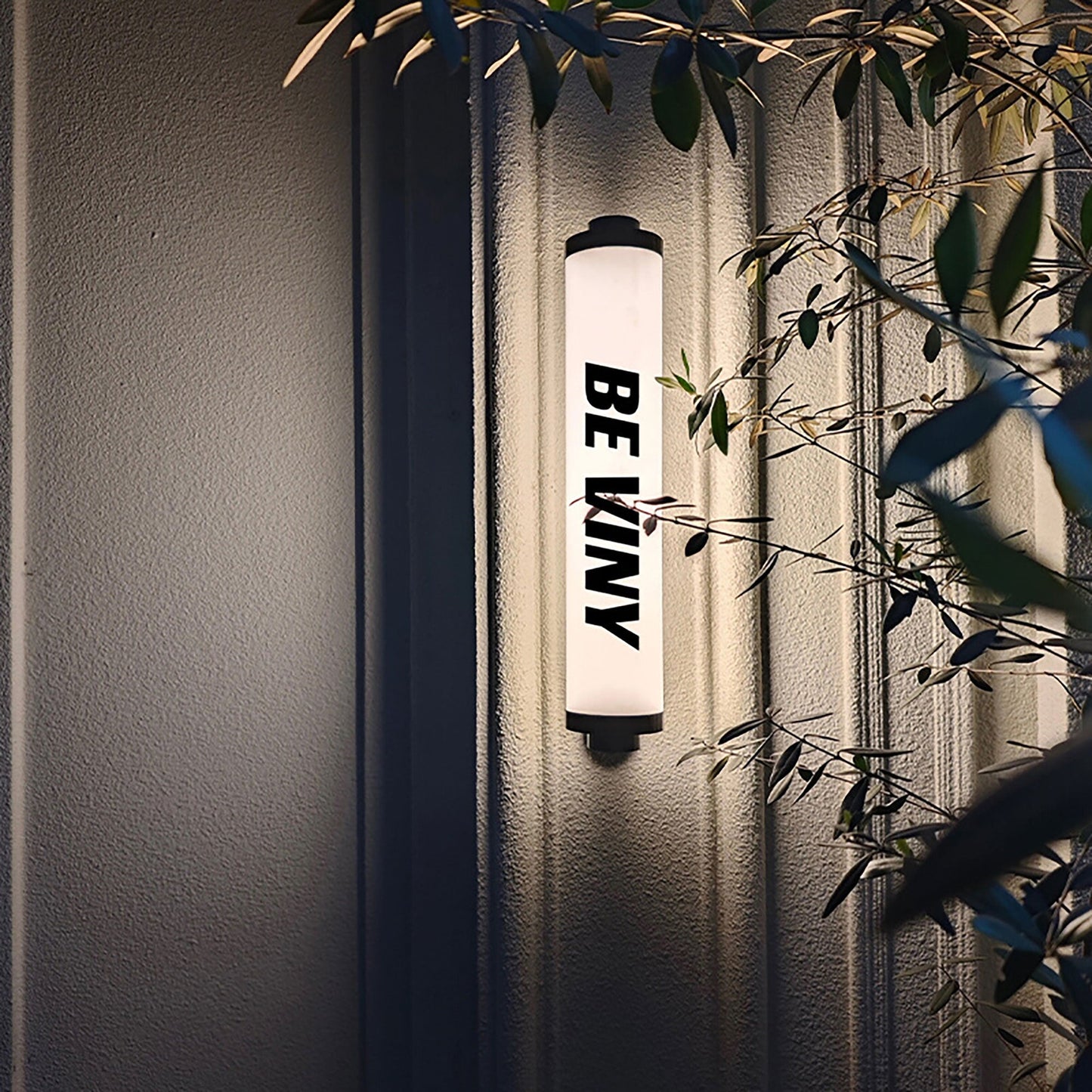 Acrylic cylindrical luminous light box stainless steel doorstep round tube hanging lightbox sign