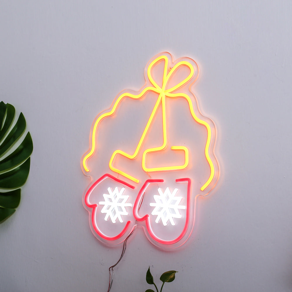 gloves neon sign gift for X'mas, led neon sign board,flex neon sign for kids room