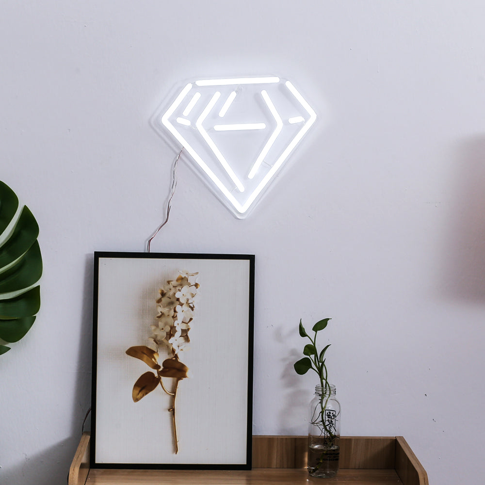 White lighting diamond neon sign, led neon flexible sign board,energy-efficient neon sign
