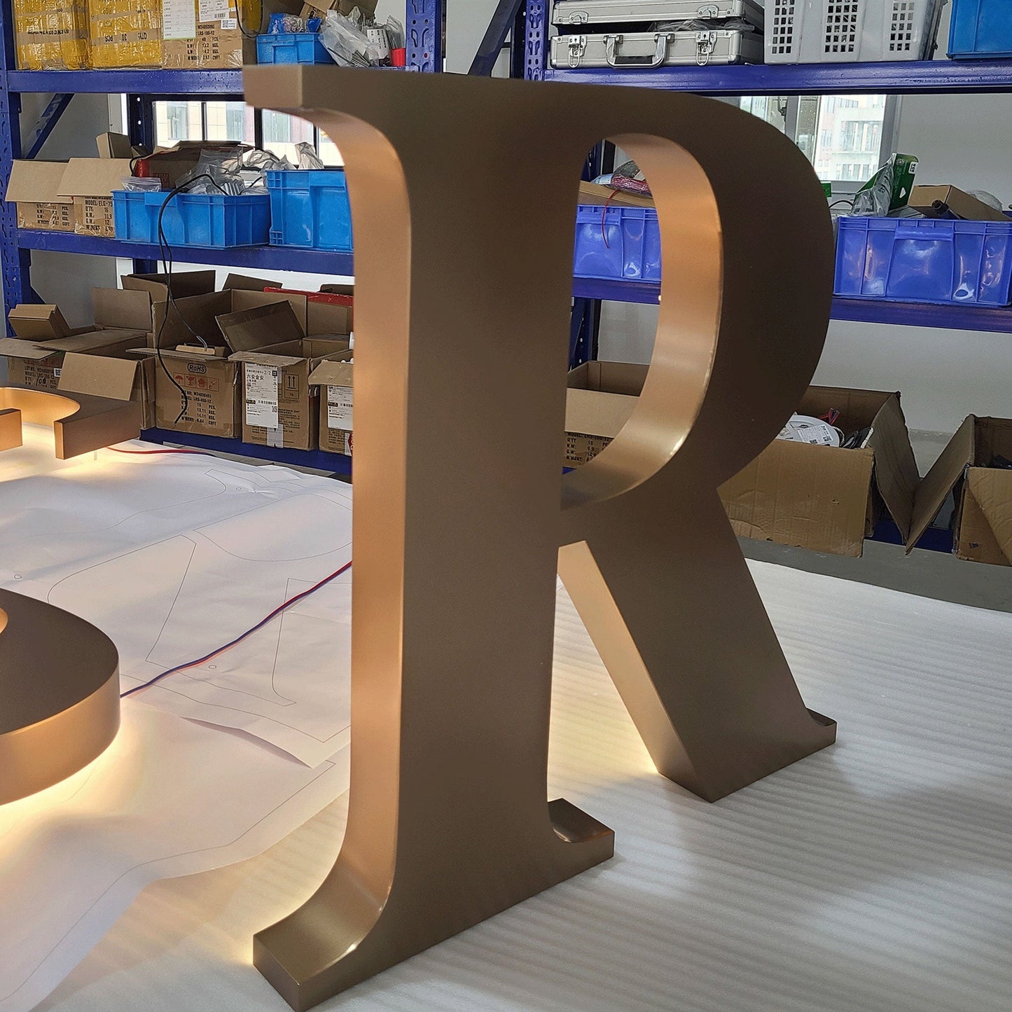 Led Channel Letters Outdoor Store Front Signage 3D Stainless Steel Logo Sign Halo Lit Electronic Illuminated Signs