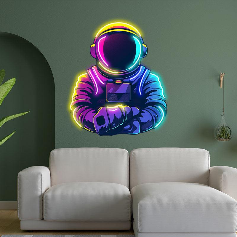 Astronaut's Warm Moment: Interstellar Dreams in the Arms of Both Hands neon signs