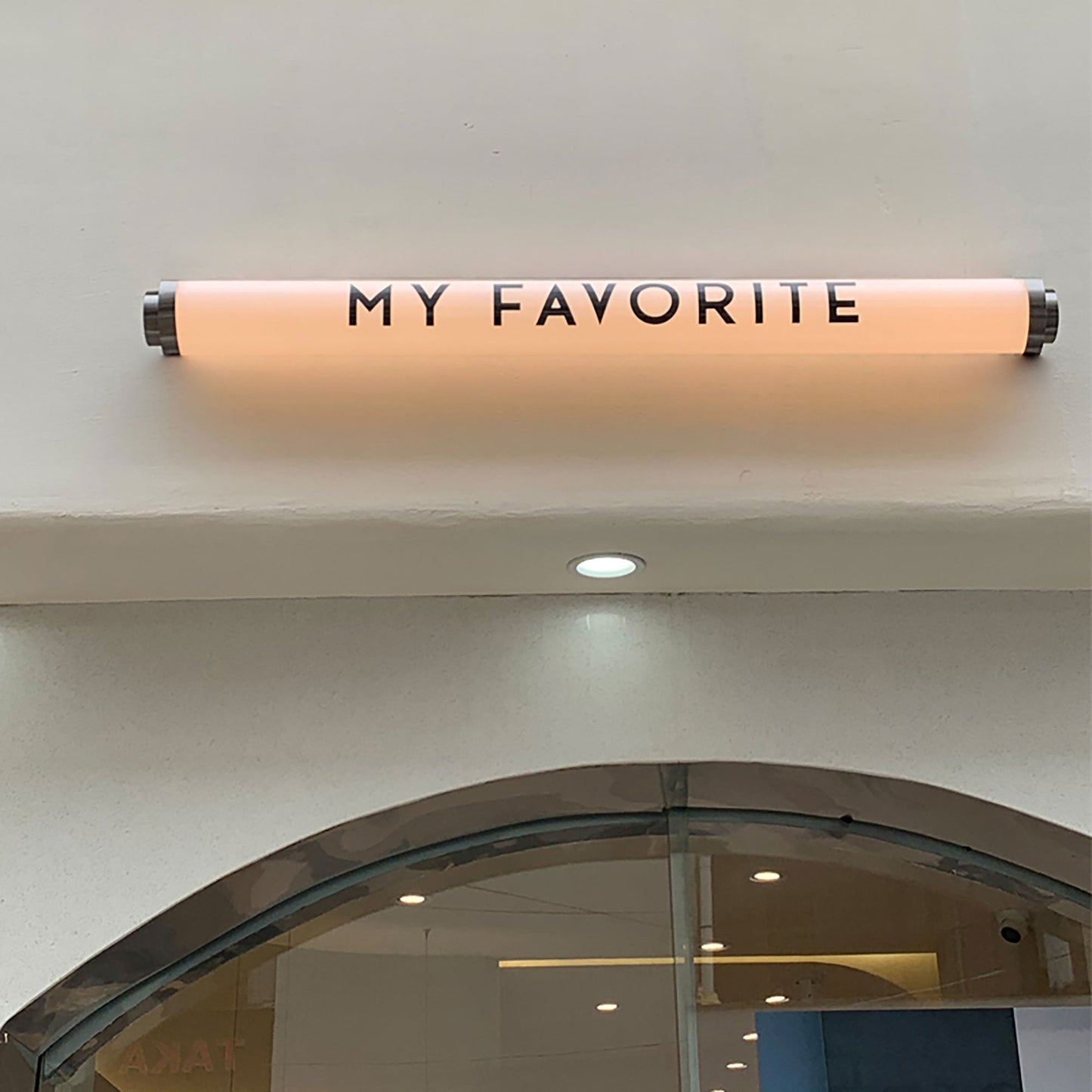 Indoor custom store logo sign round led tube light box sign illuminated coffee shop led sign