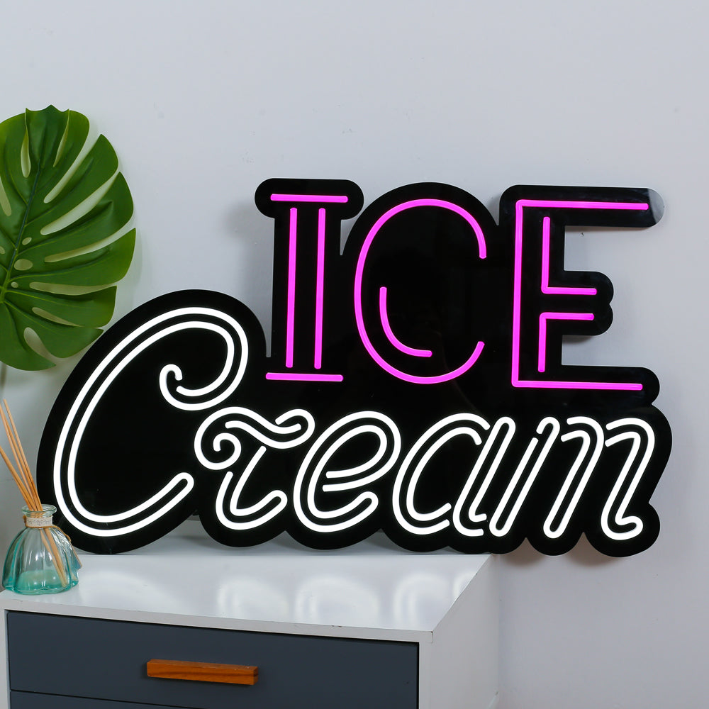 "ICE Cream"neon sign with led lighting color, custom neon name board