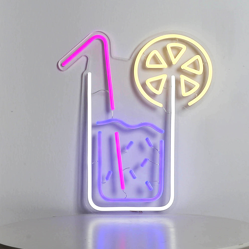 lemon juice glass neon sign, led neon flexible sign board,lighting neon sign