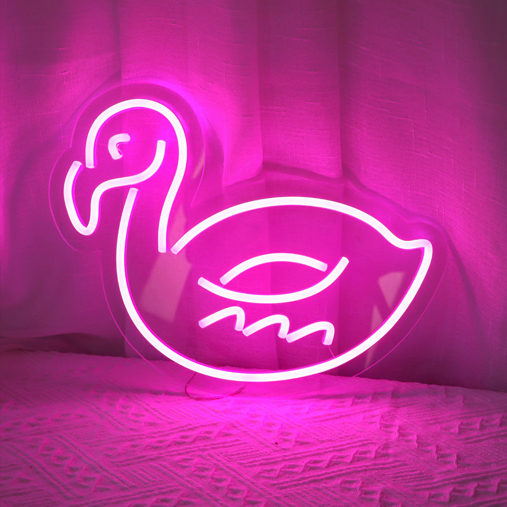 Duck led neon sign with pink led lighting, led neon sign for wall decoration