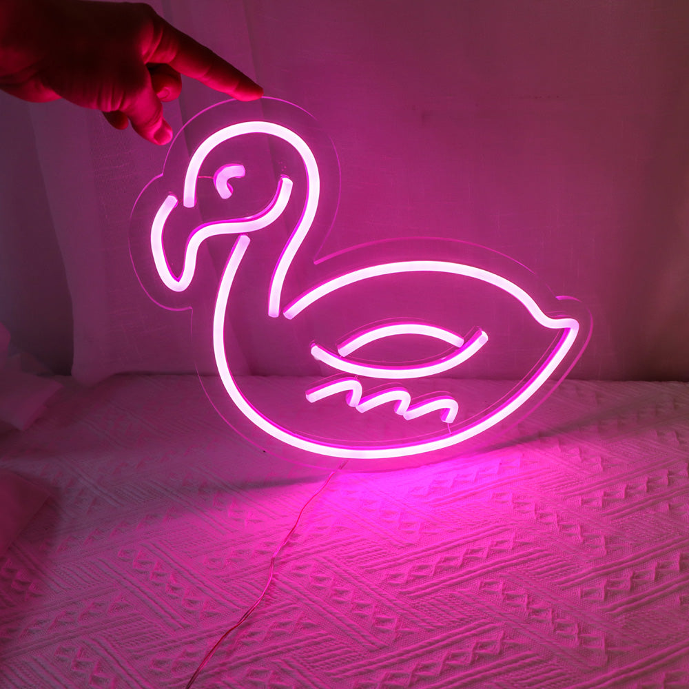 Duck led neon sign with pink led lighting, led neon sign for wall decoration