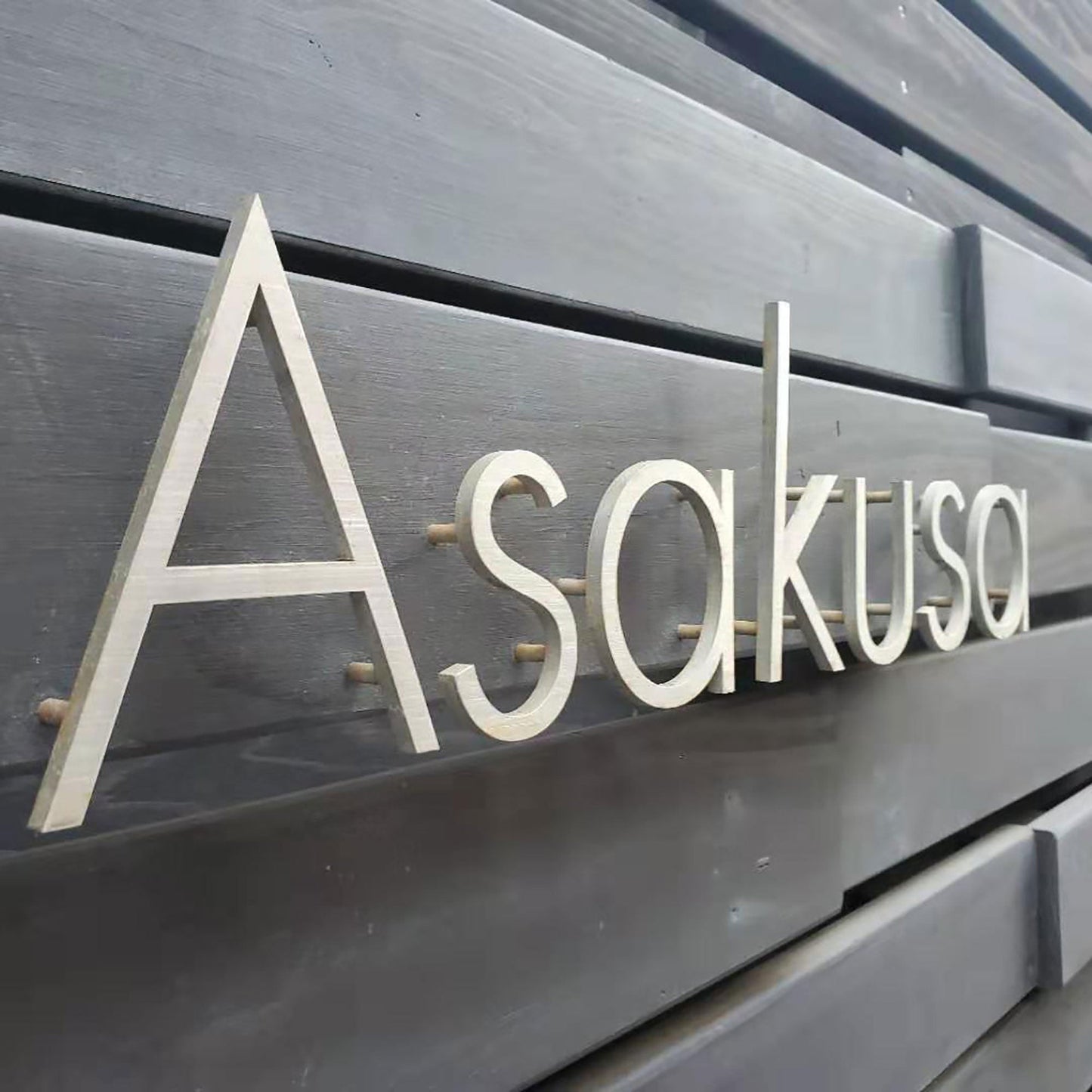 Silver aluminum brushed cut letters door front decorative solid letters business wall logo signage