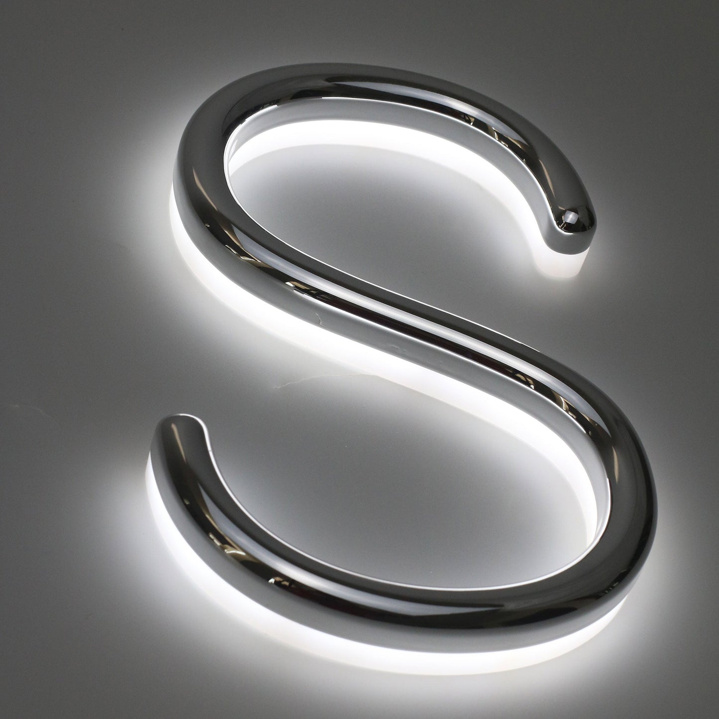 Business sign board logo office indoor outdoor backlit illuminated company wall signage silver coating led 3d letter sign