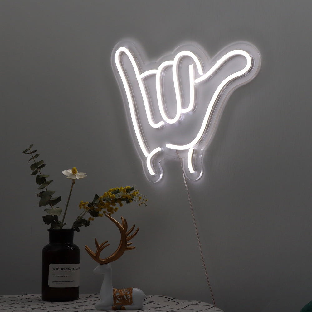 finger gesture led neon sign, led neon board for kids,white lighting faux neon