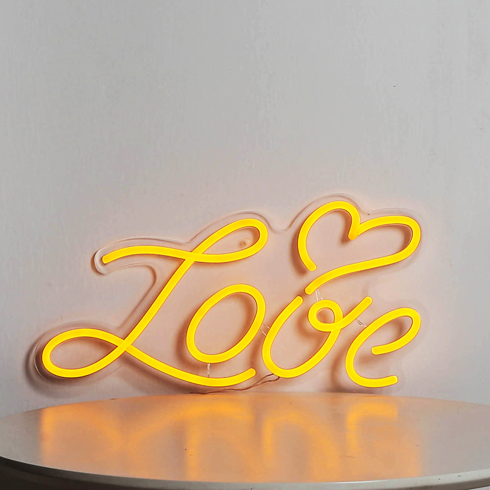 "Love" with heart neon sign, led neon sign board,flex neon letters