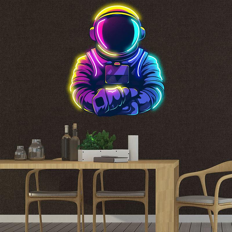 Astronaut's Warm Moment: Interstellar Dreams in the Arms of Both Hands neon signs