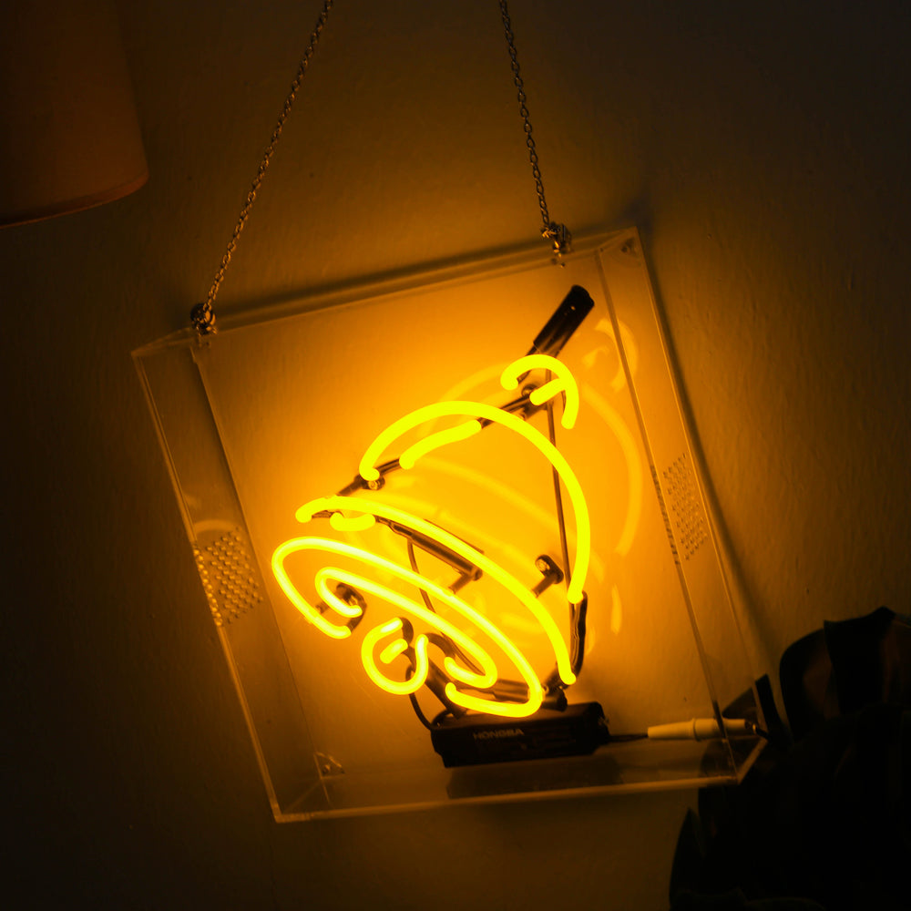 Yellow ring neon sign for decoration,wall hanging glass neon tube sign in box