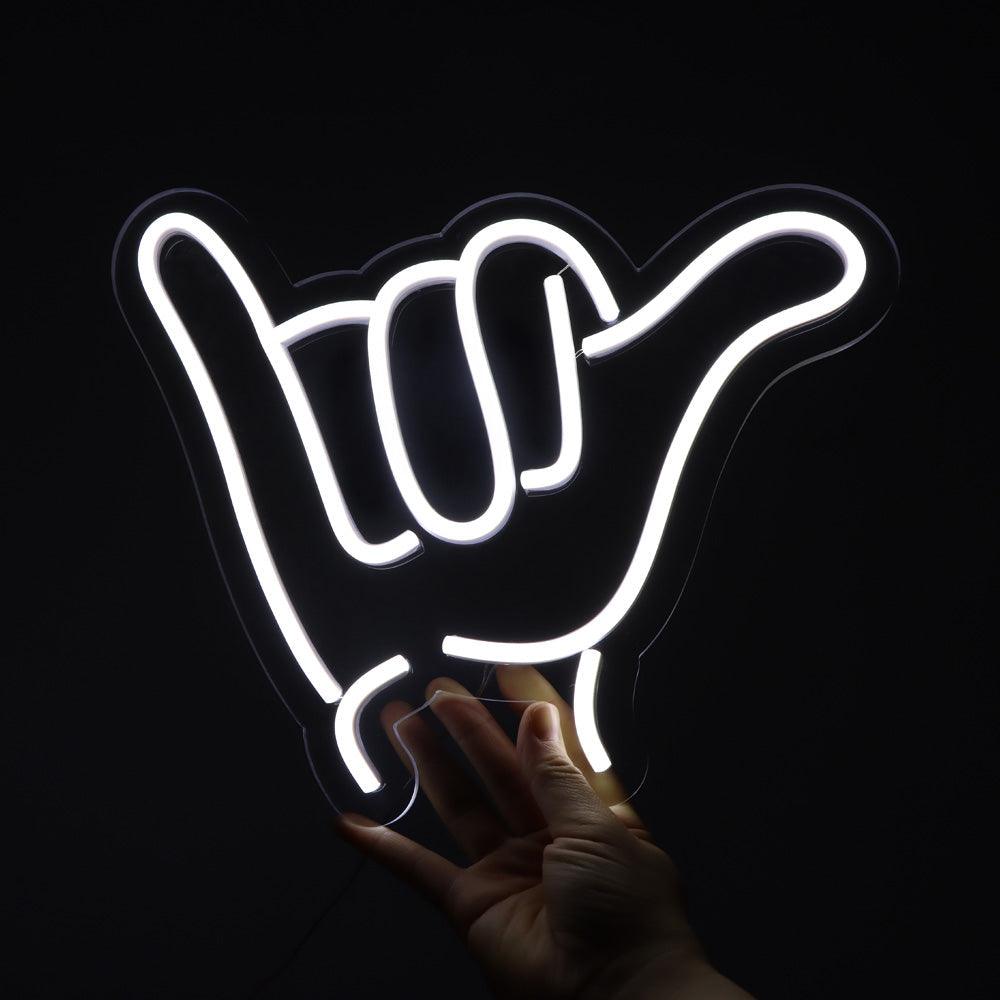 finger gesture led neon sign, led neon board for kids,white lighting faux neon