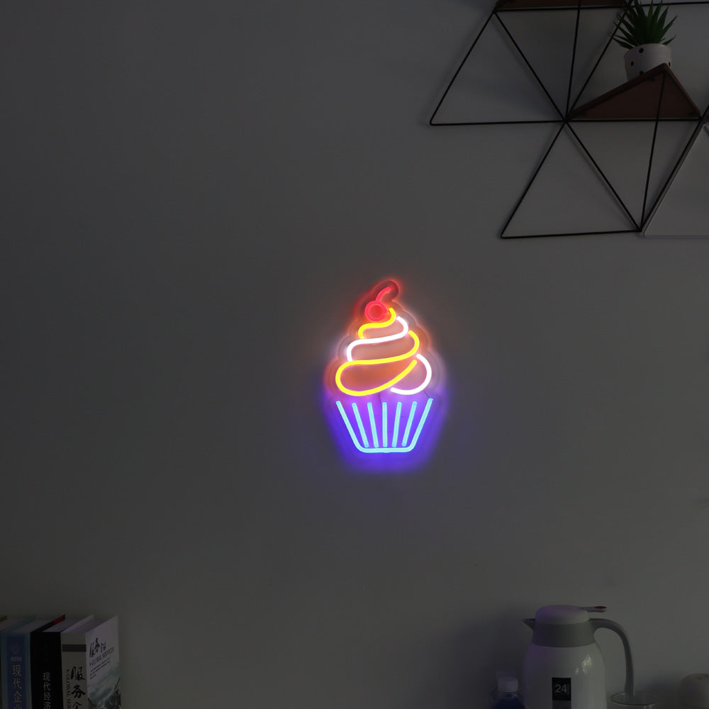 Cherry cup cake led neon sign, led neon board for cake shop