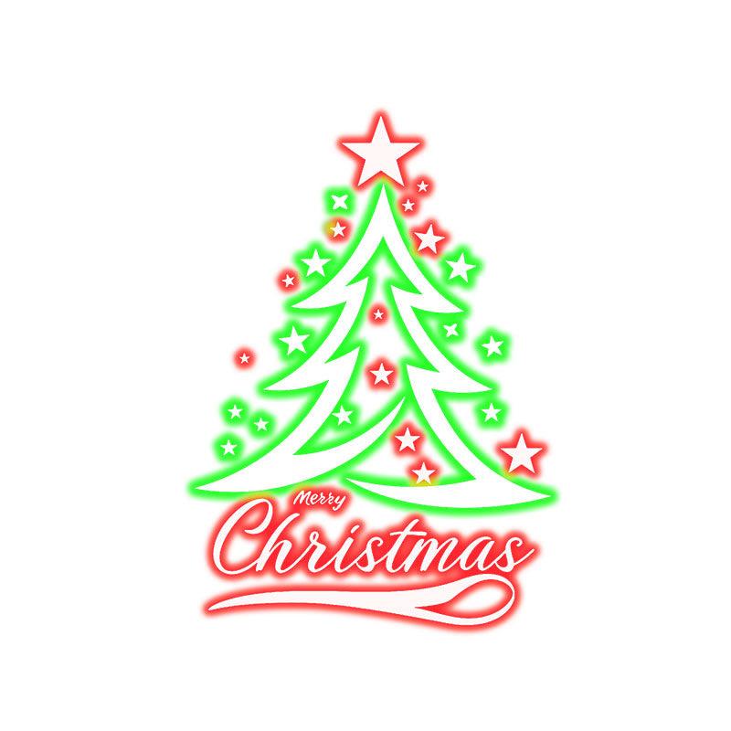 Holiday Cheer neon signs: Sparkling Christmas Tree Decorated with Red and Green Pentagrams