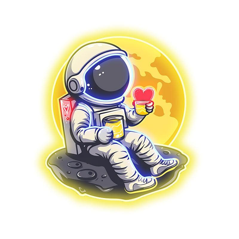 Love in Space: Astronaut Sipping Heart-Shaped Drink Neon Light - Charming LED Decor for Romantic Space Enthusiasts