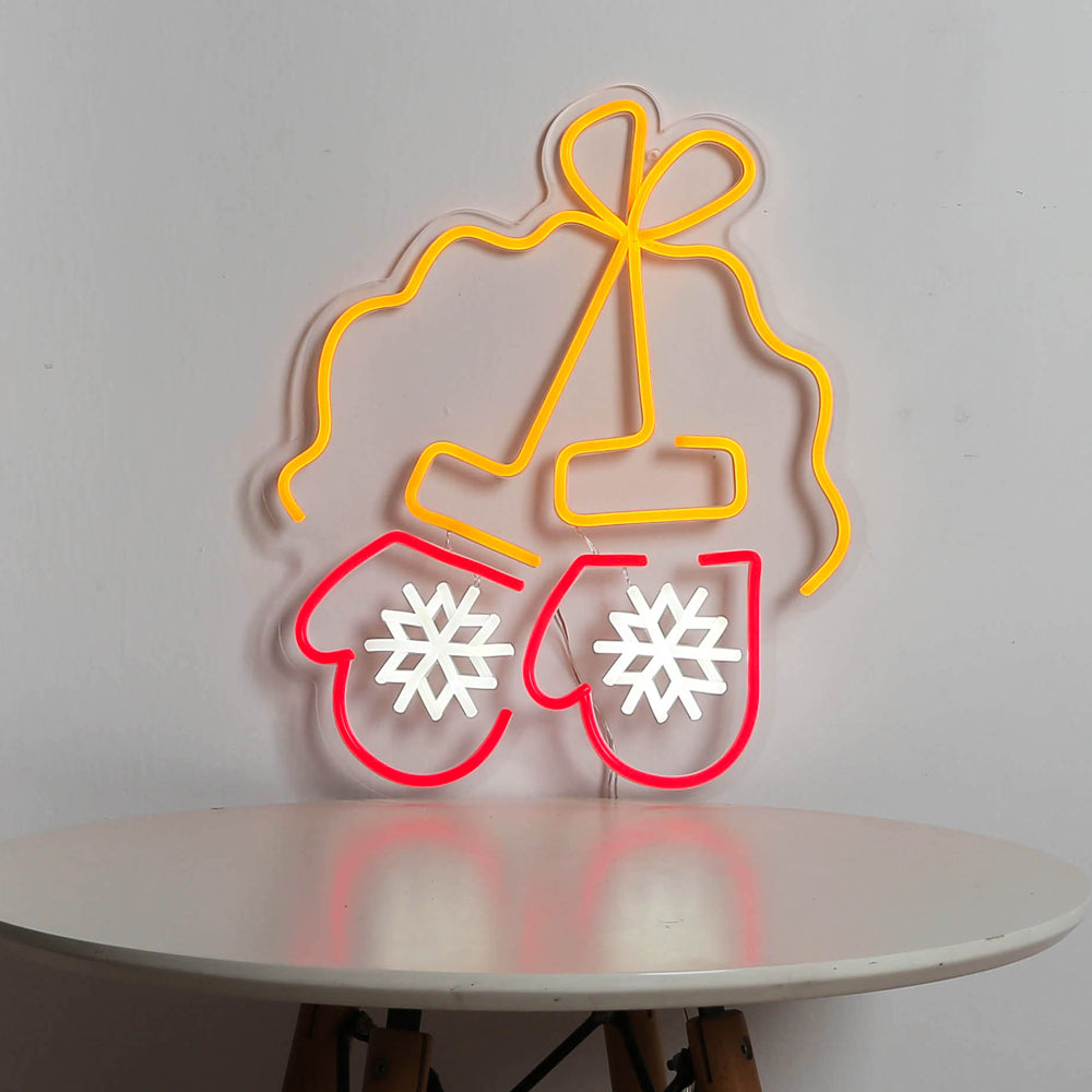 gloves neon sign gift for X'mas, led neon sign board,flex neon sign for kids room