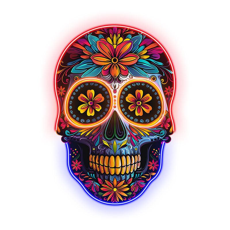 Colorful Floral Smiling Skull: A Vibrant and Whimsical Decor Piece neon signs