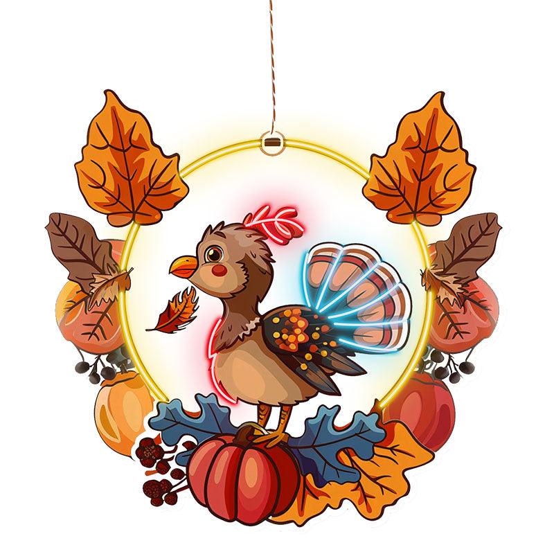 Thanksgiving neon signs Turkey with Fruit Basket Decoration - The Perfect Combination for Holiday Cheer