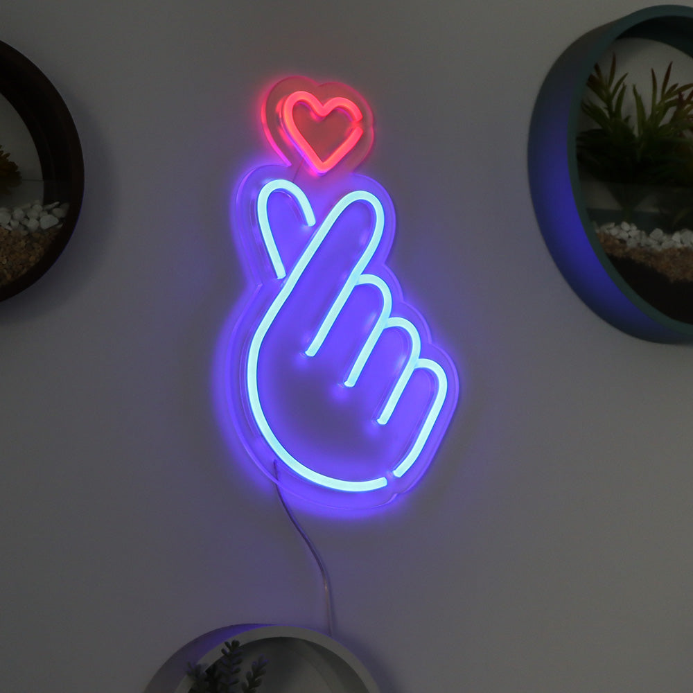 "finger heart" flexible neon sign, led neon board signage
