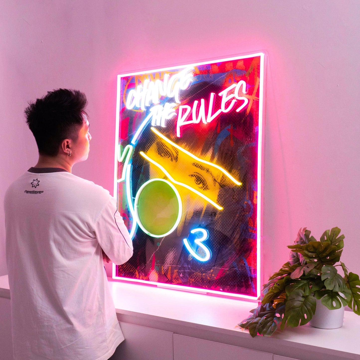Rebelious Change The Rule Collapse Art LED Neon Signs Light Pop Art